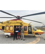 Mat Cullinane and Rob Brothwood, operating department practitioners at LUHFT, with a member of the Italian Air Ambulance Service in Tuscany, who are currently trialling the LEAFix device as part of their service