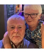 Nick Woosey pictured with his wife following recovery